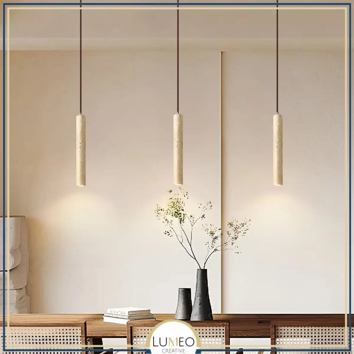 Suspension tube cylindrique en pierre naturelle