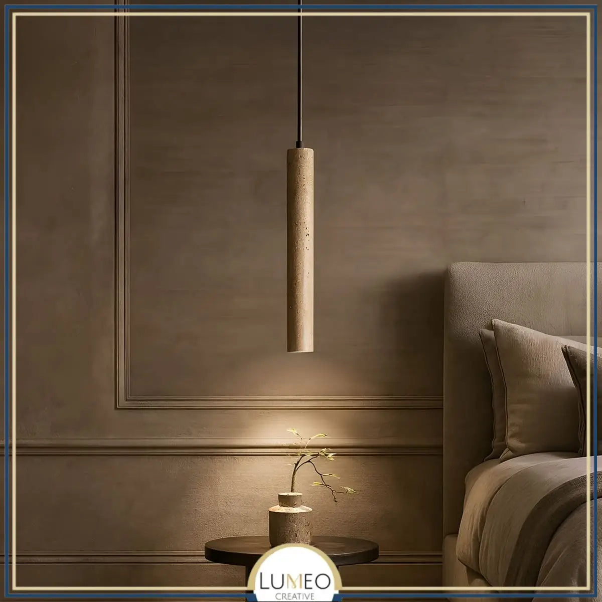 Suspension tube en pierre naturelle | Élégance minérale