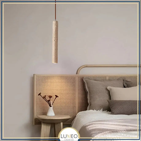 Suspension tube cylindrique en pierre naturelle