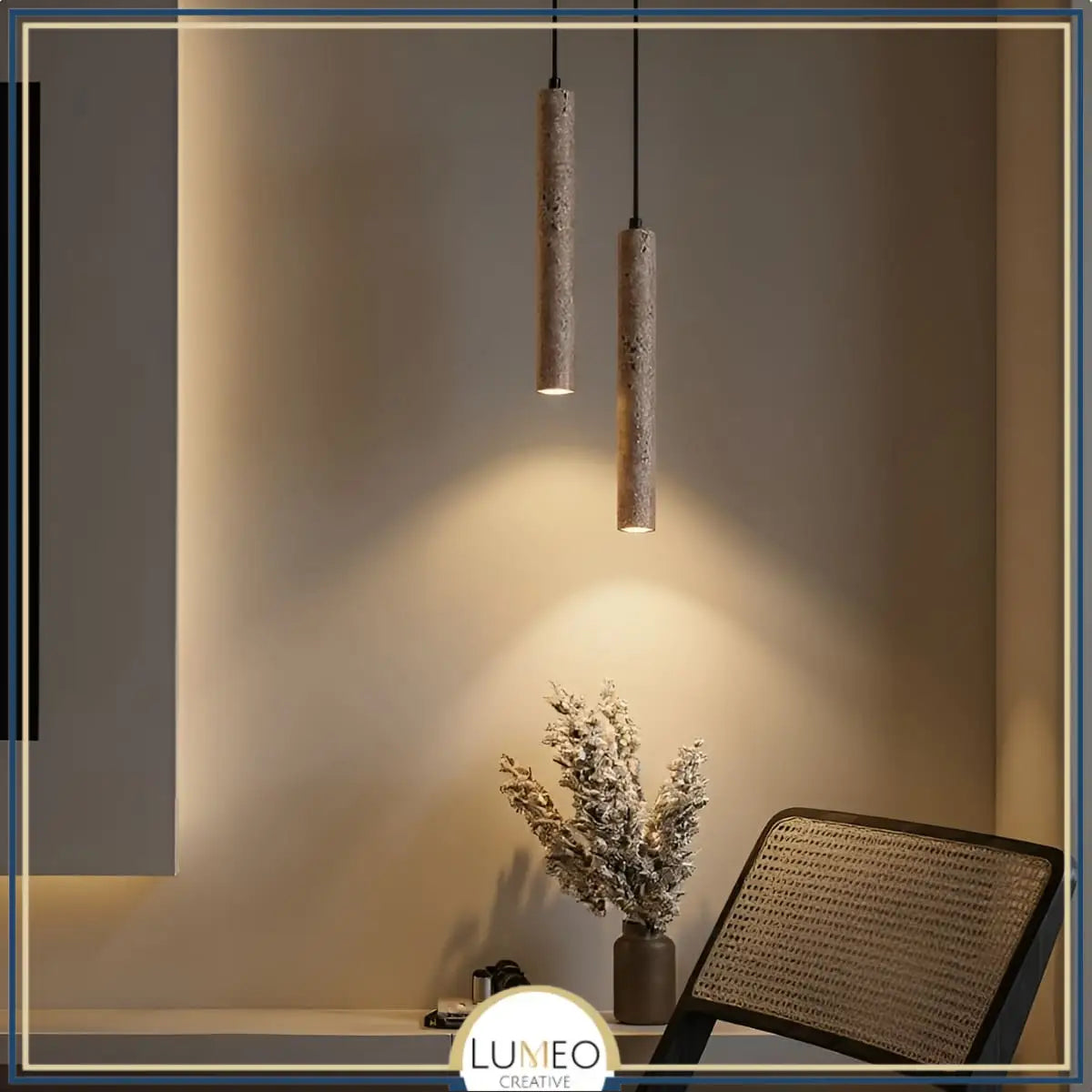 Suspension tube en pierre naturelle | Élégance minérale