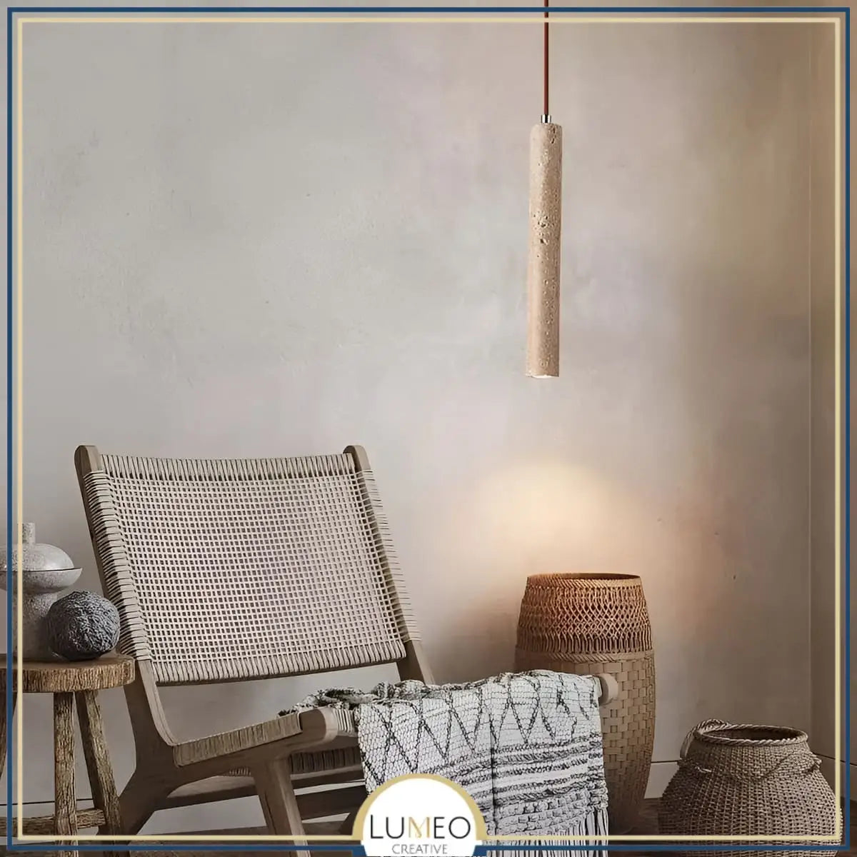 Suspension tube cylindrique en pierre naturelle