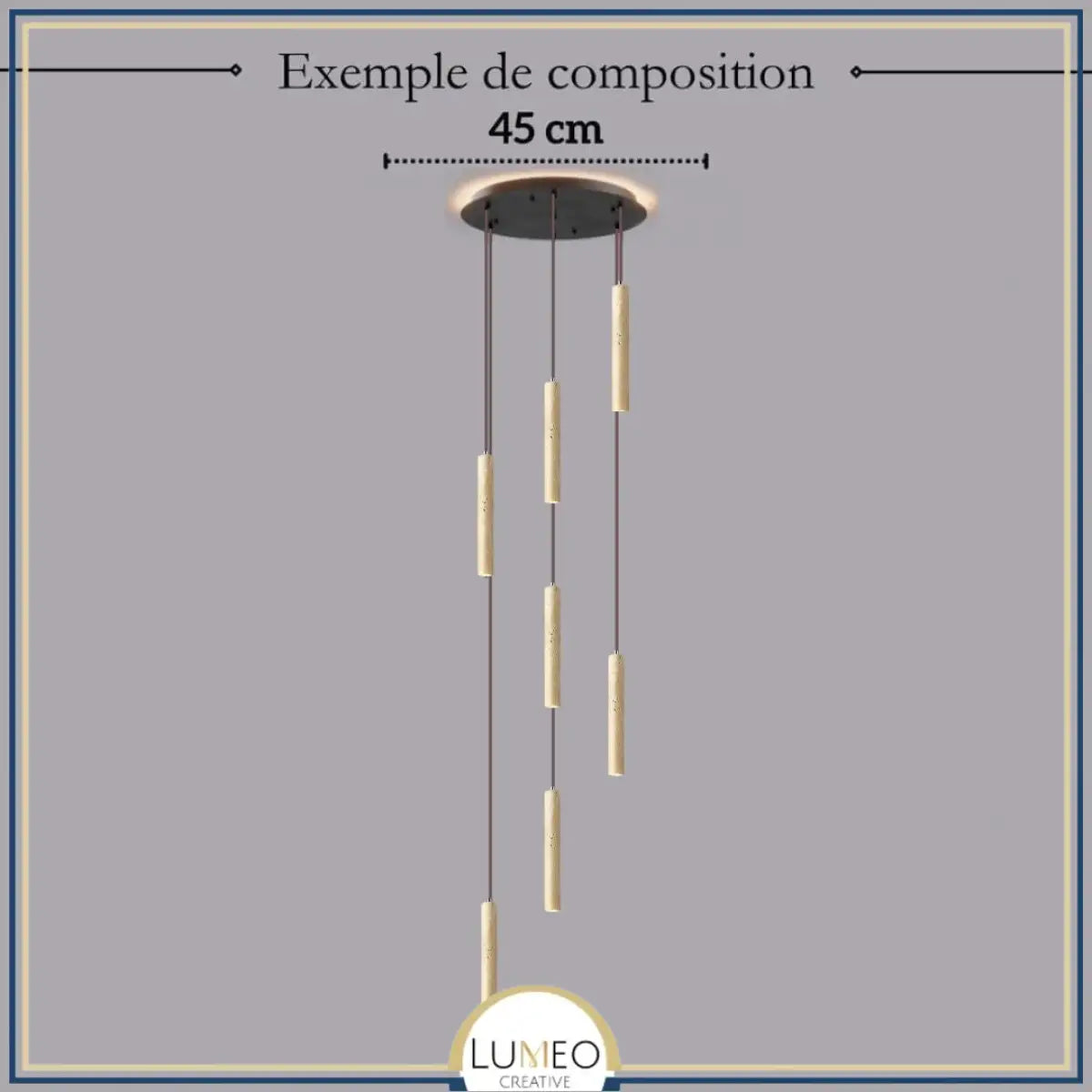 Suspension tube cylindrique en pierre naturelle