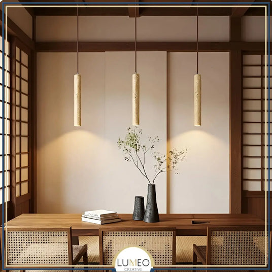 Suspension tube en pierre naturelle | Élégance minérale