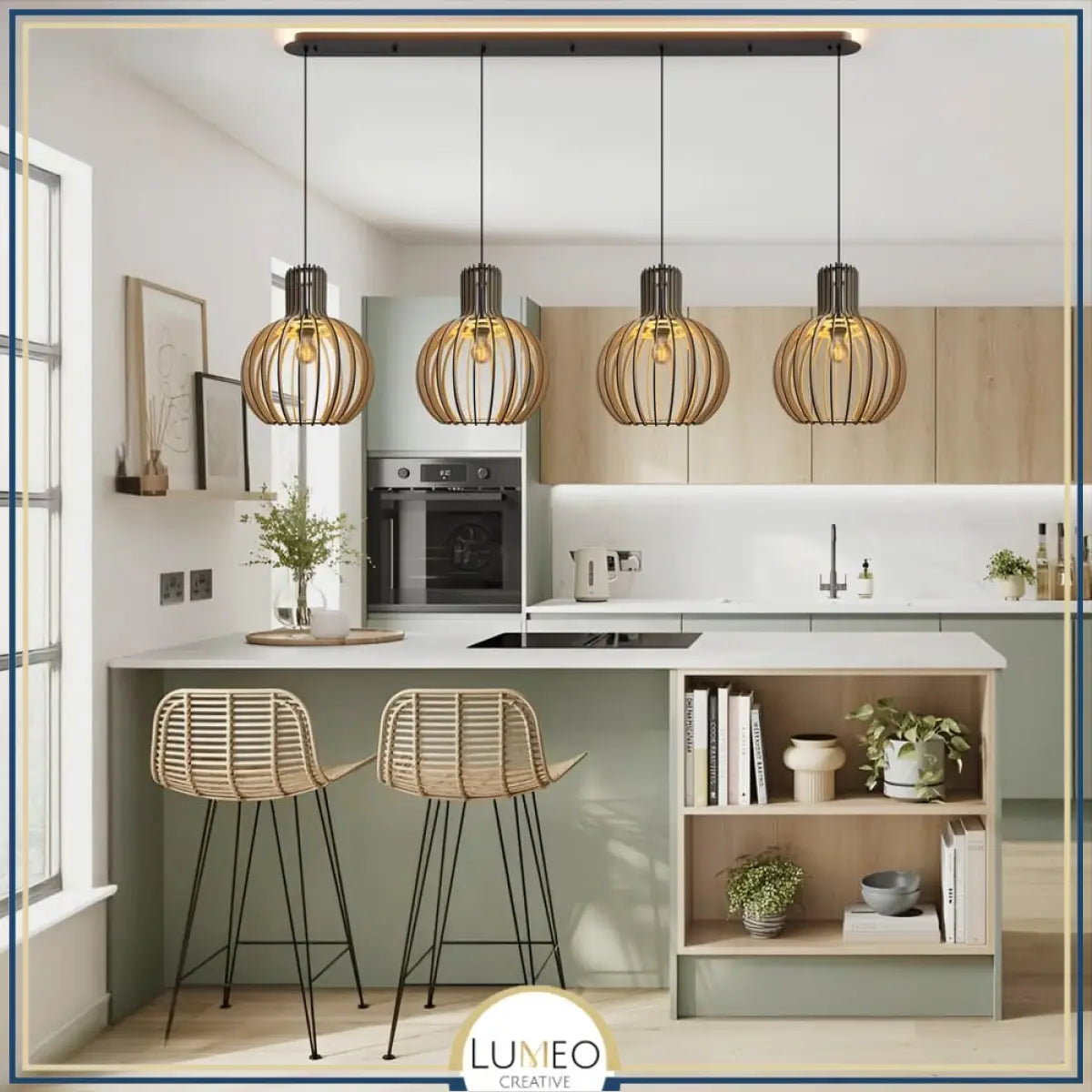 suspension en bois naturel style scandinave pour ilot de cuisine et salle à manger moderne , woody