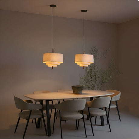 Suspension tissu spirale et bois | Élégance contemporaine