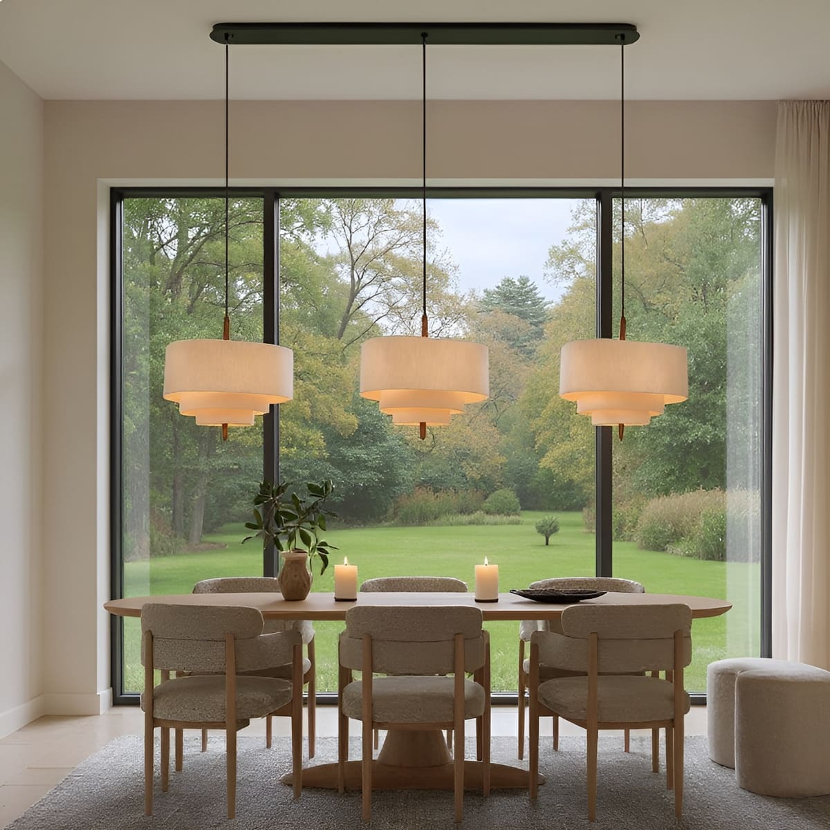 Suspension tissu spirale et bois | Élégance contemporaine