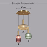 suspension en verre 3 luminaires