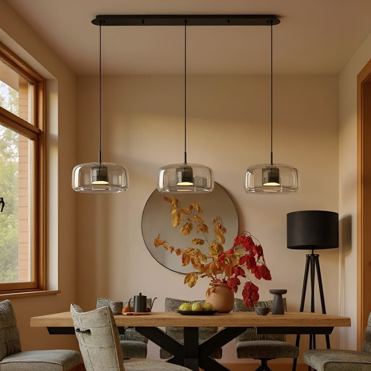 suspension au design moderne en verre salle à manger