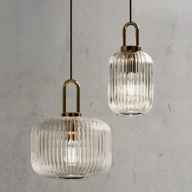 suspension en verre transparent retro chic vintage