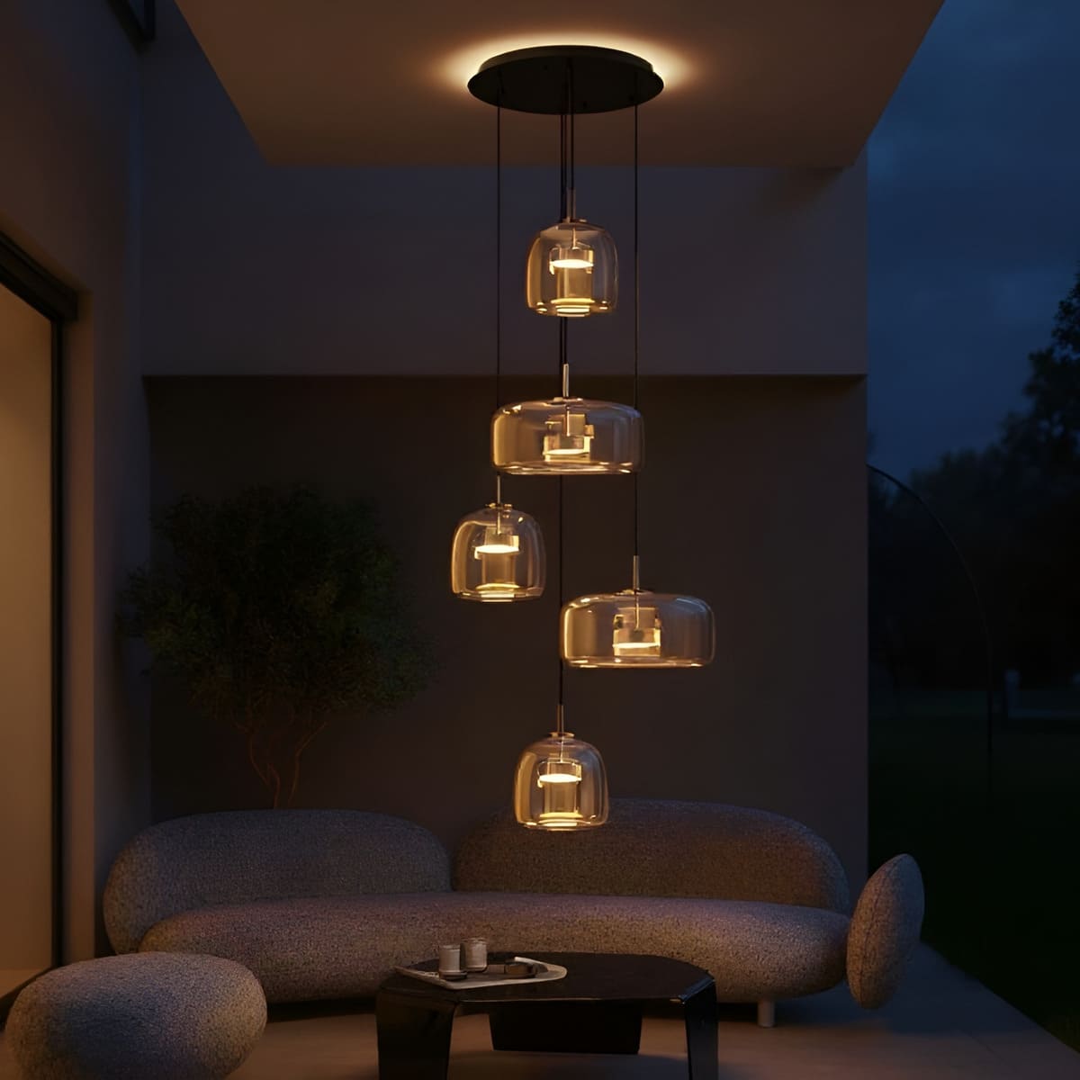 suspension grande hauteur en verre moderne et design