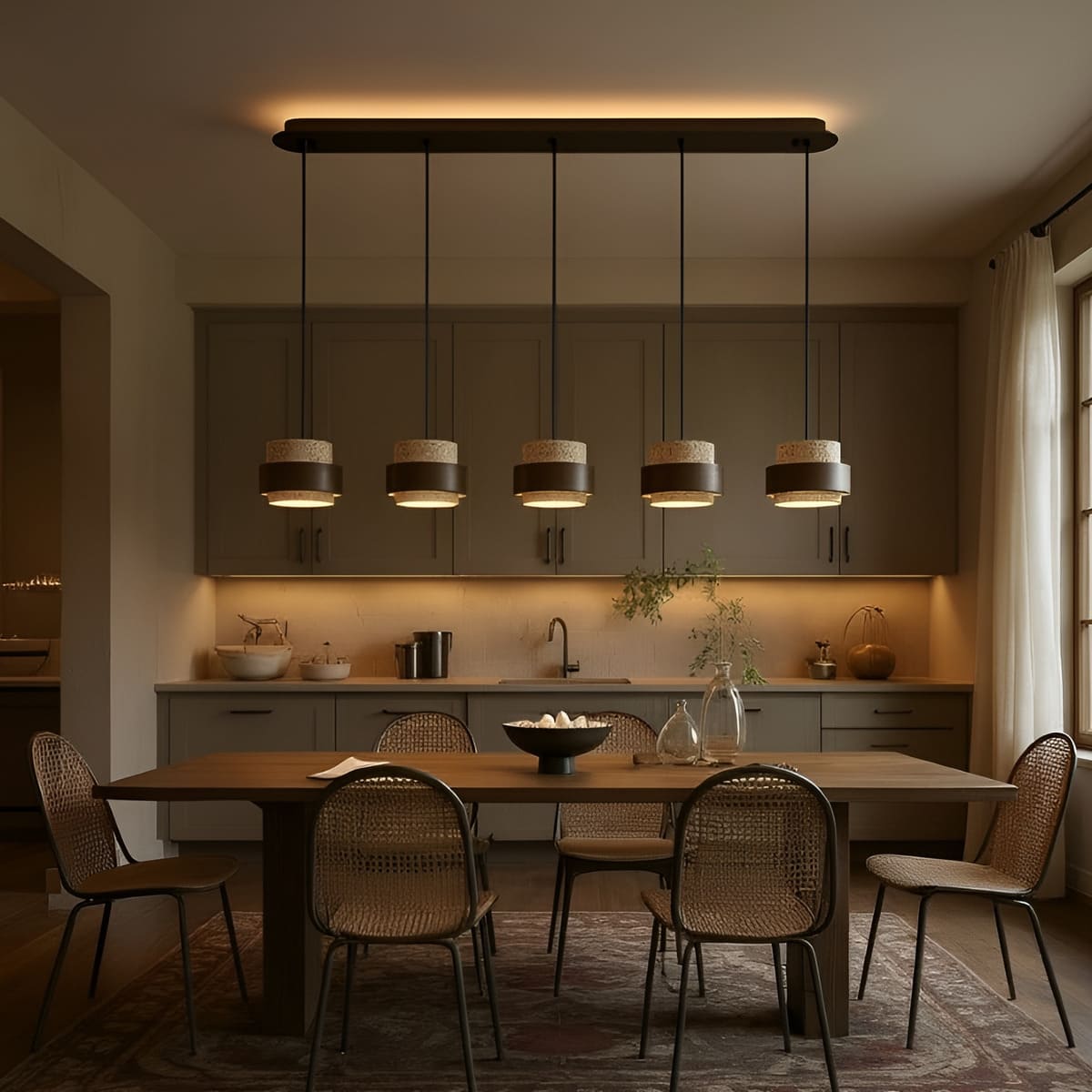 Suspension SATURNE en pierre naturelle et bois | Style scandinave
