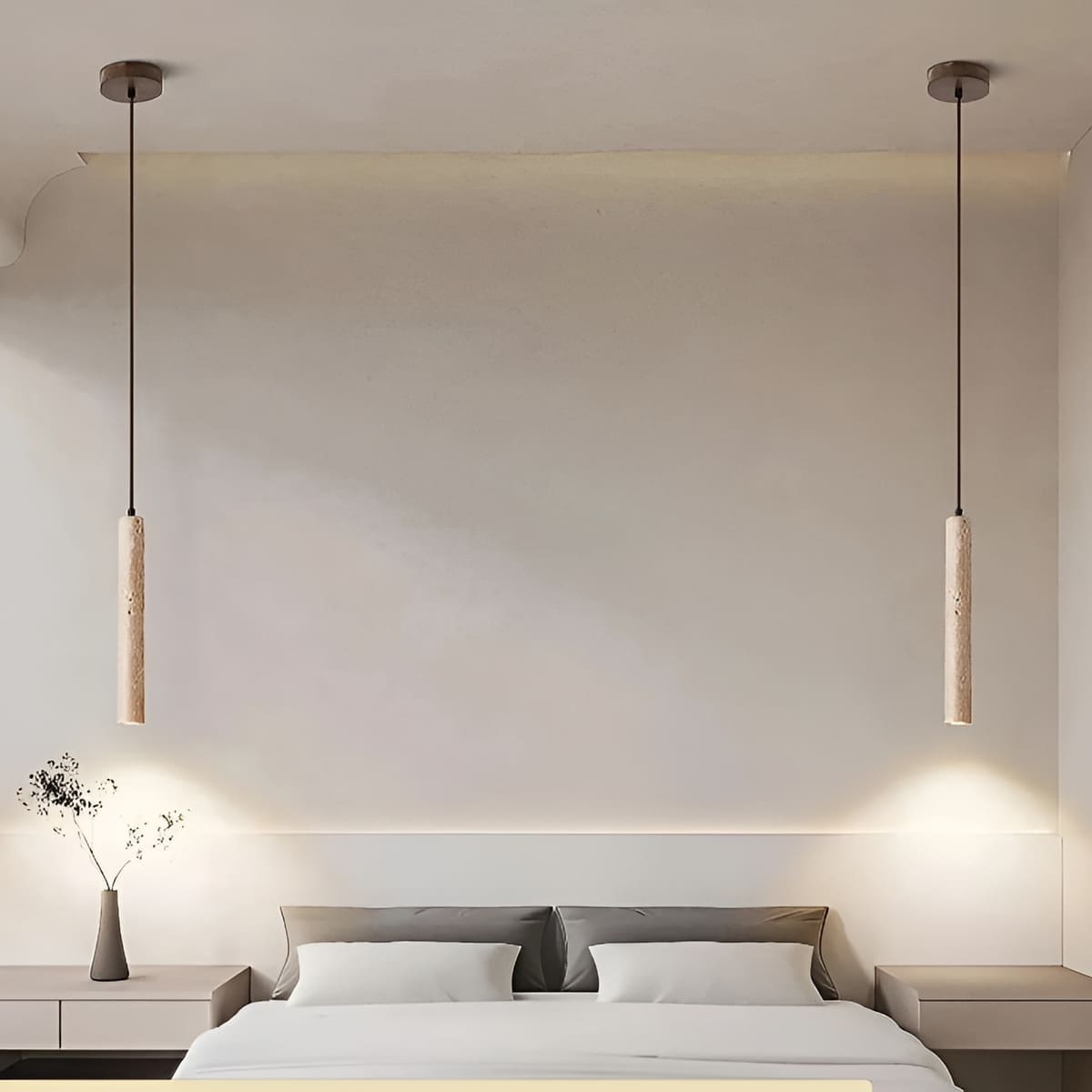 Suspension tube en pierre naturelle | Élégance minérale