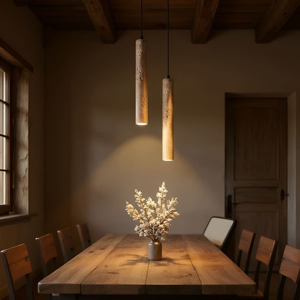 Suspension tube en pierre naturelle | Élégance minérale