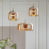 suspension en verre teinté ambre brillant lumeo creative Nova