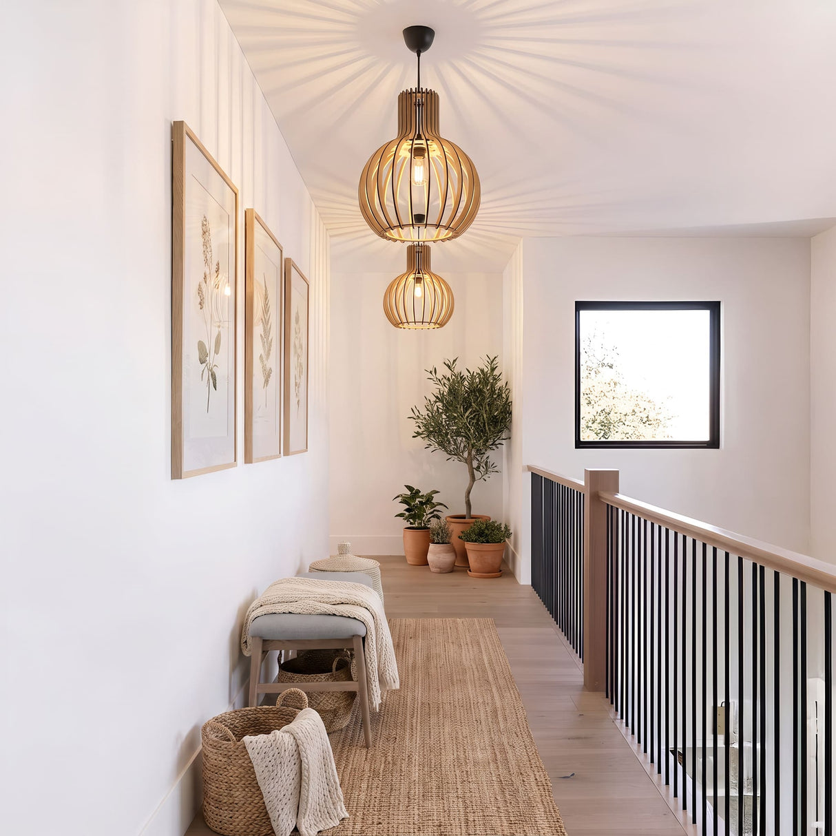 Suspension bohème chic en bois naturel WOODY | 1 Suspension