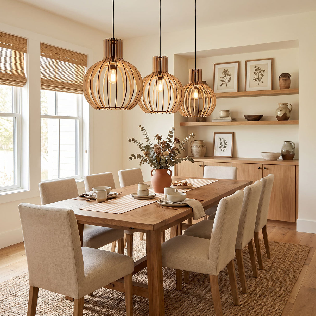 Suspension bohème chic en bois naturel WOODY | 100% Personnalisable