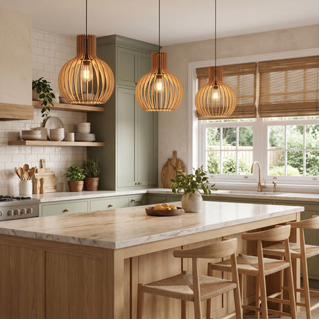 Suspension bohème chic en bois naturel WOODY | 100% Personnalisable