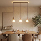Suspension chic en verre opalin, pierre naturelle et bois | PERLINE