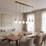 Suspension chic en verre opalin, pierre naturelle et bois | PERLINE