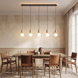 Suspension chic en verre opalin, pierre naturelle et bois | PERLINE