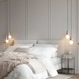 Suspension chic en verre opalin, pierre naturelle et bois | PERLINE