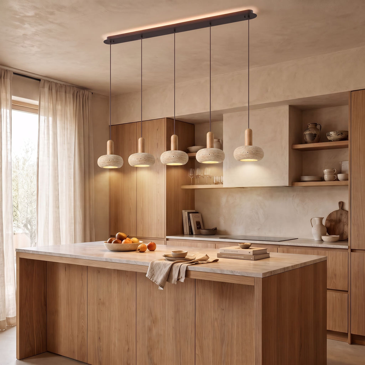 Suspension STONE en pierre naturelle et bois | Style scandinave