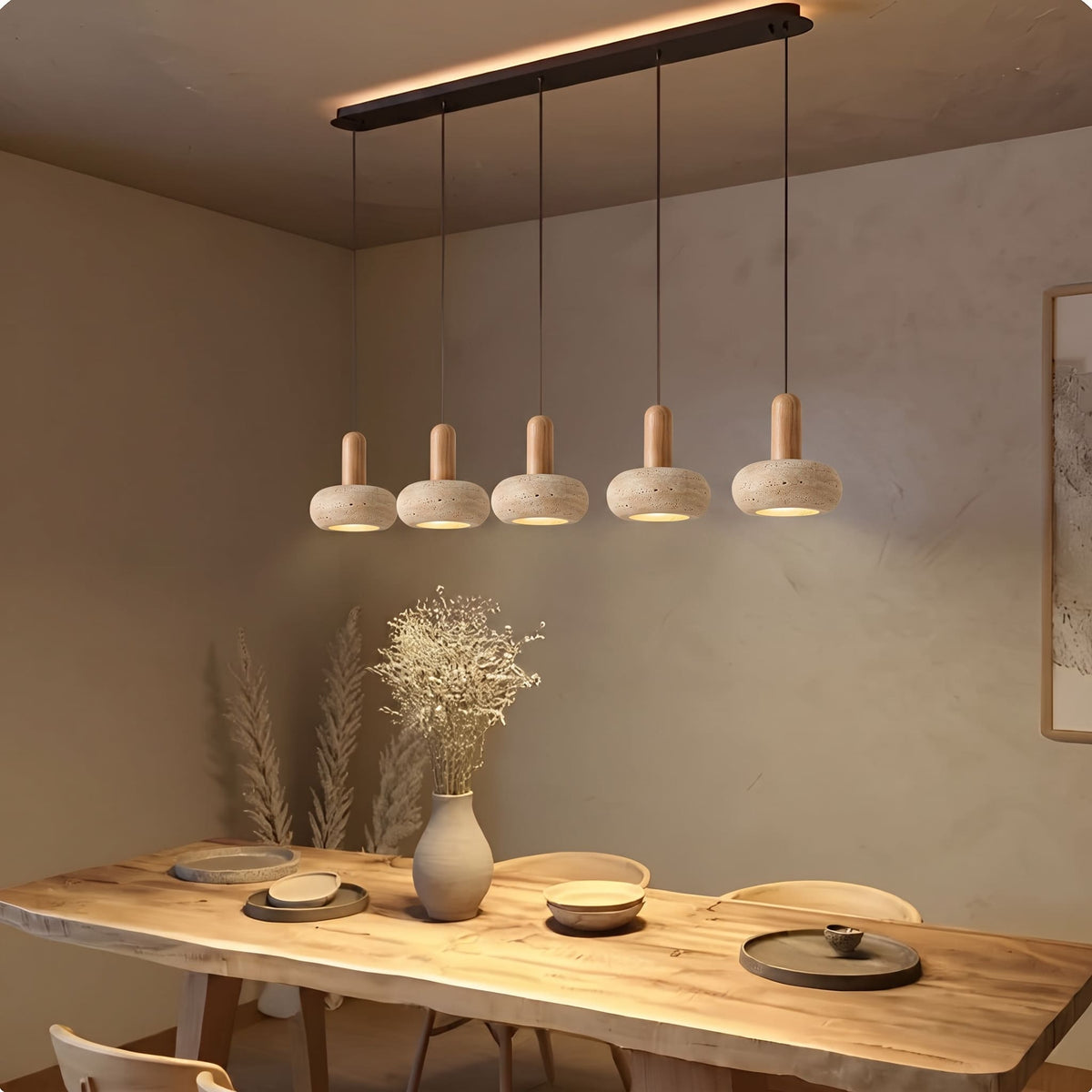 Suspension STONE en pierre naturelle et bois | Style scandinave