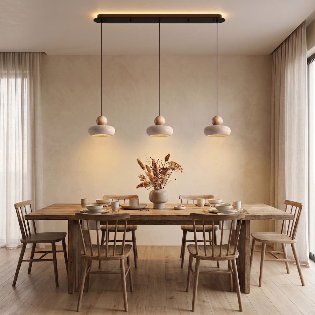 Suspension STONE en pierre naturelle et bois | Style scandinave