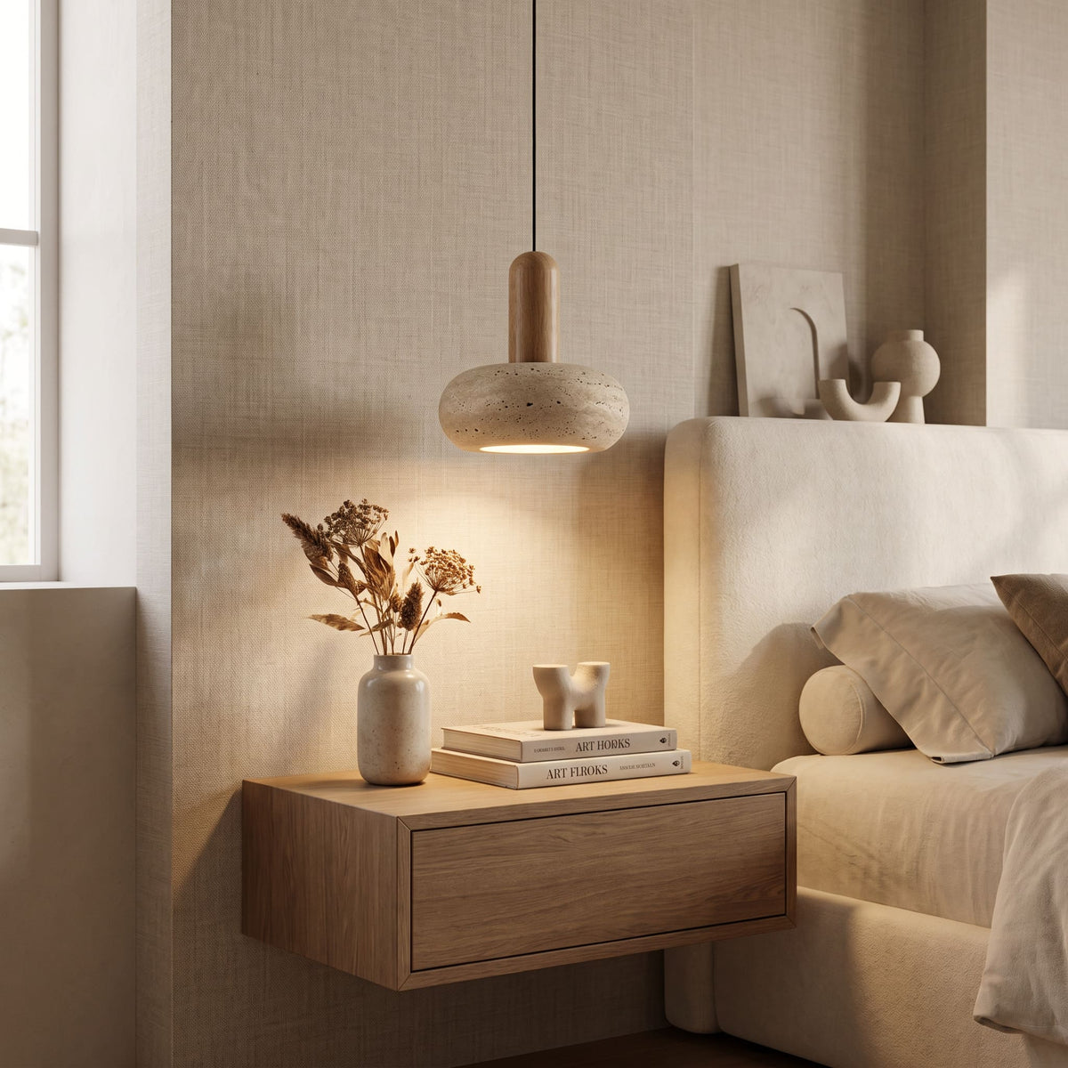 Suspension STONE en pierre naturelle et bois | Style scandinave