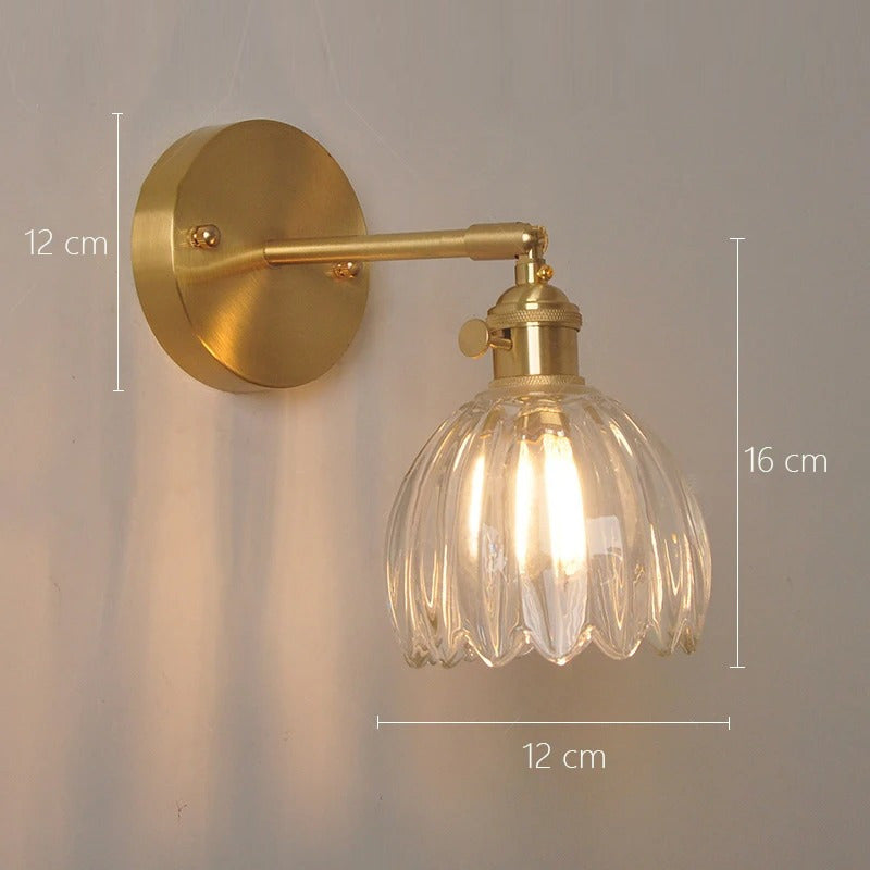 Applique murale vintage en verre nervuré | Luminaire suspendu ou fixe B Transparent