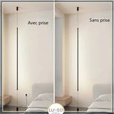 Tube lumineux mural vertical LED | Luminaire minimaliste avec option prise intégrée