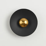 Applique murale circulaire éclipse| Luminaire mural multicolore au style artistique et sculptural 30cm / Noir & Or