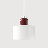 Suspension en verre coloré | Élégance rétro & touche pop Blanc / Bordeau