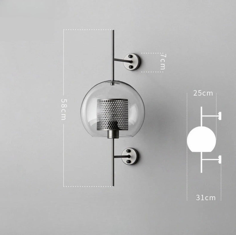 Applique murale cylindrique verre & métal | Luminaire mural style art déco moderne A XL / Chrome