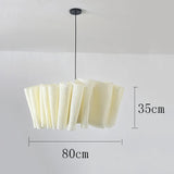 Suspension en tissu plissé bohème | Luminaire doux et poétique Beige crème | 80 cm