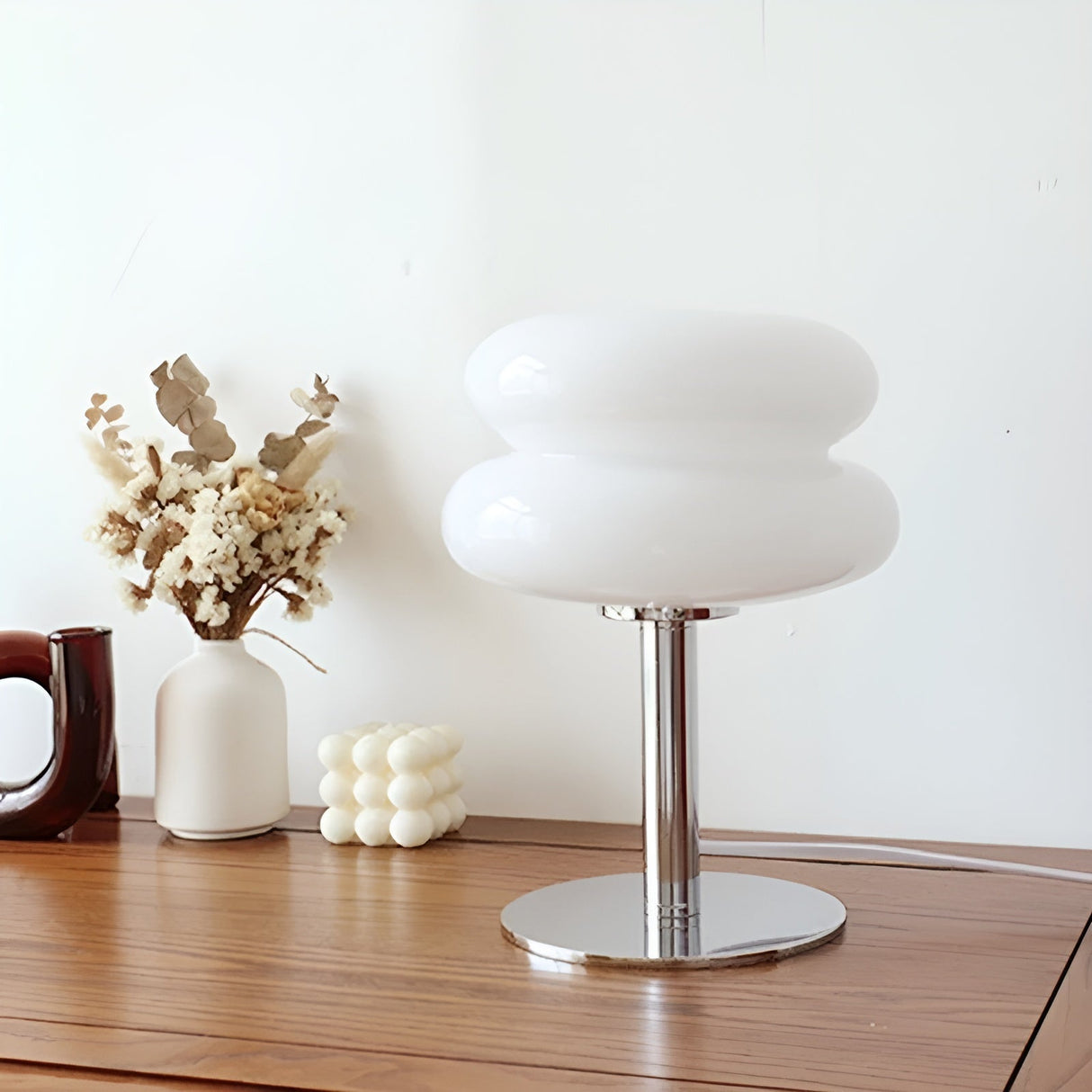 Lampe à poser en verre double diffuseur | Élégance vintage Blanc
