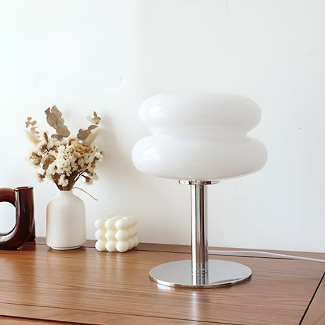 Lampe à poser en verre double diffuseur | Élégance vintage Blanc