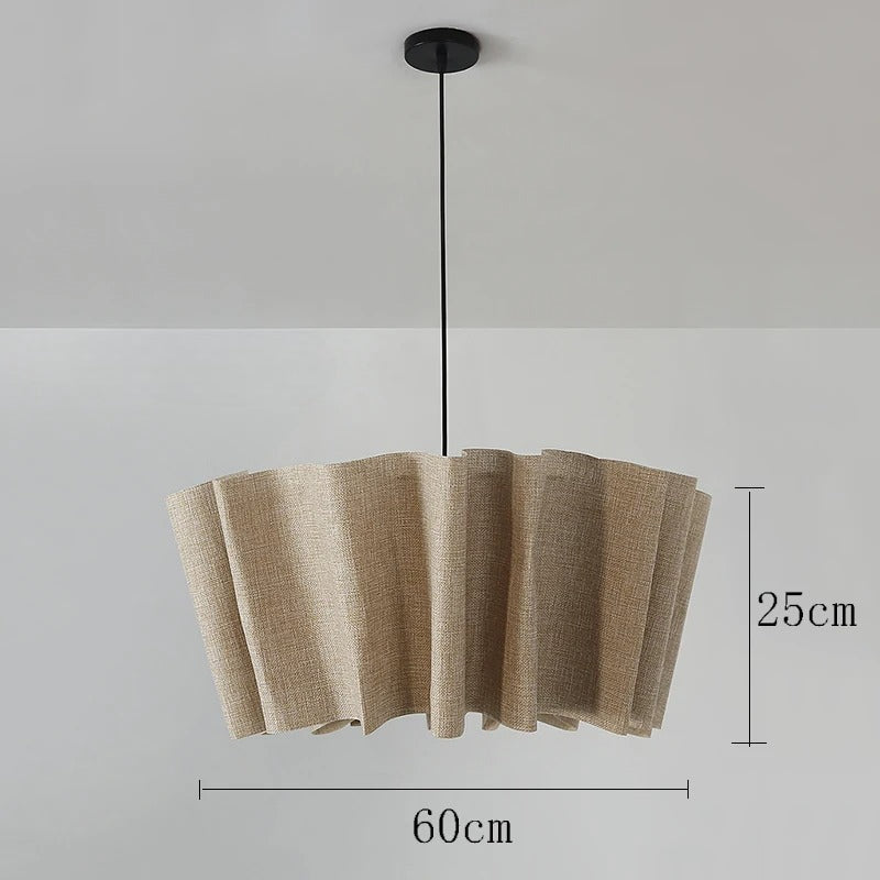 Suspension en tissu plissé bohème | Luminaire doux et poétique Marron clair | 60 cm