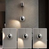 Applique murale boule suspendue chromée | Luminaire design ajustable pour chambre ou salon